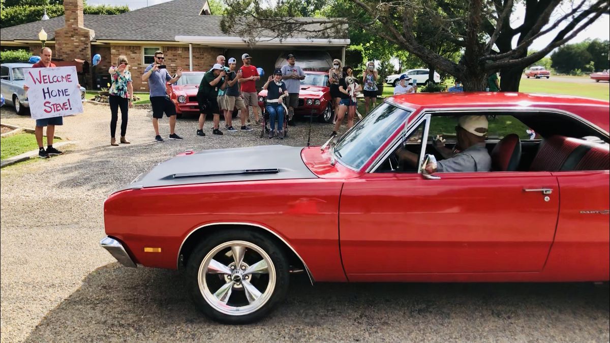 A Classic Car Parade Welcomes Home Enthusiast From Hospital