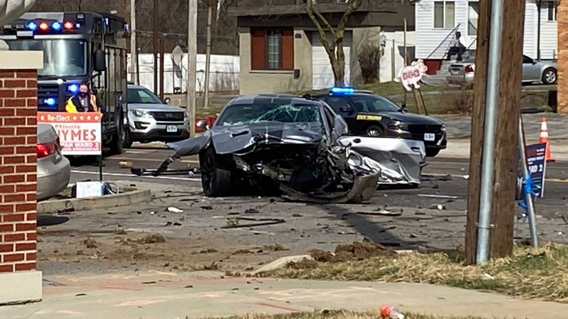 Challenger 'traveling over 100 MPH' hits car crash scene on I-696