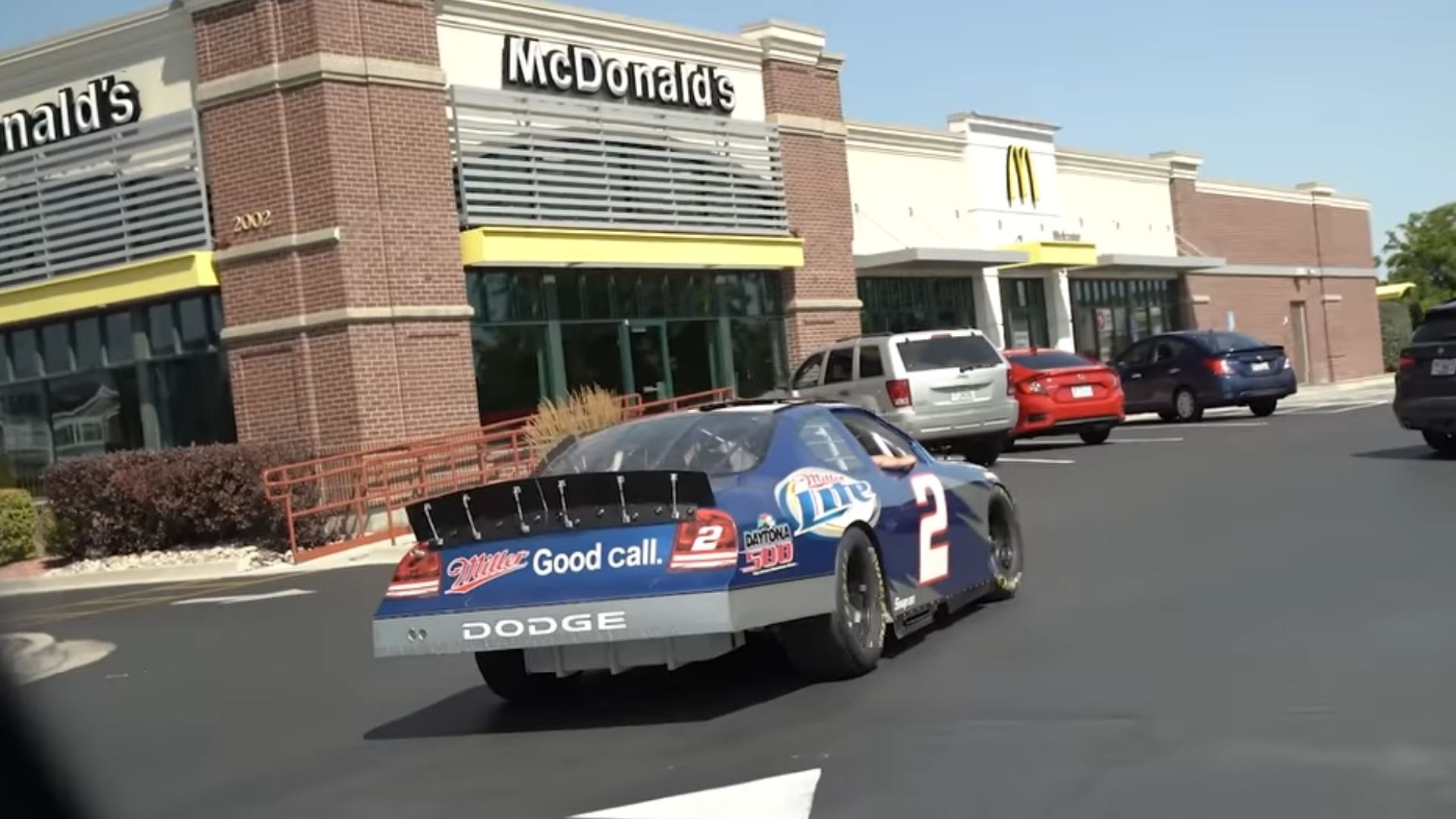 Guy Drives NASCAR Race Car To McDonald’s