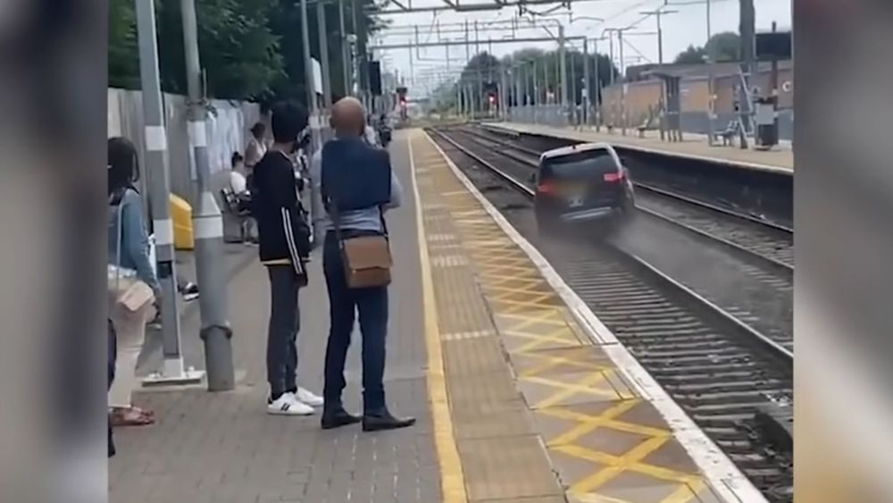 Stolen Land Rover Drives Down Train Tracks