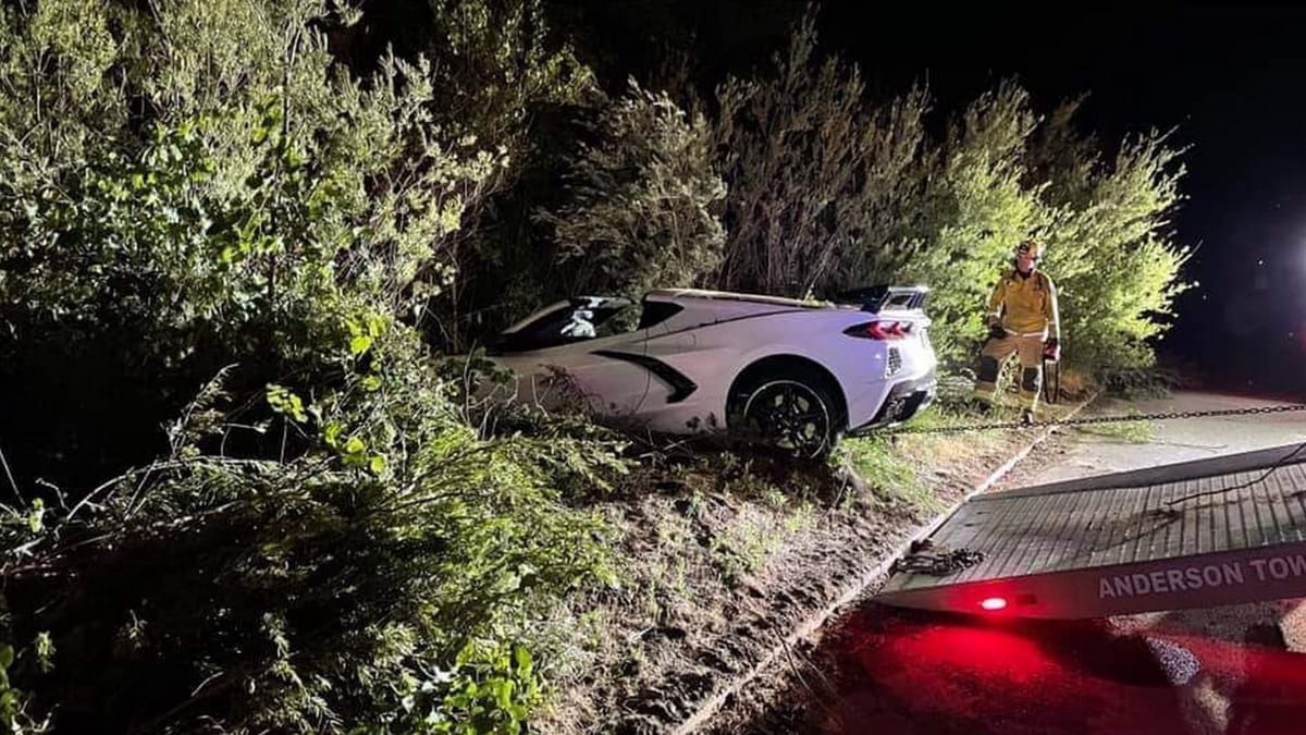 C8 Corvette Crashes Hard In California