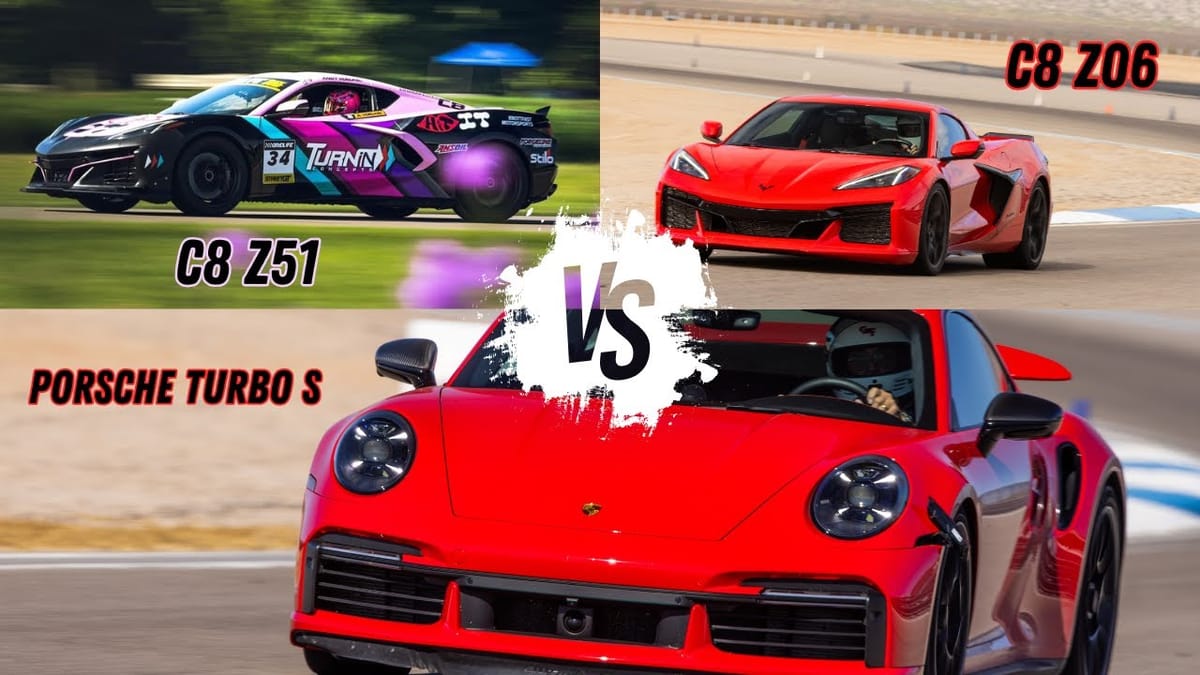 Race-prepped C8 Corvette Vs. Stock C8 Z06 Vs. Porsche